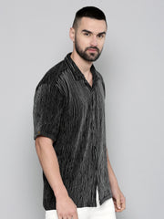 Crochet Black Half Sleeve Shirt