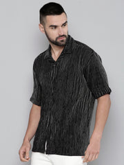 Crochet Black Half Sleeve Shirt