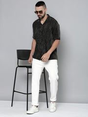 Crochet Black Half Sleeve Shirt