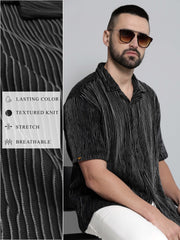 Crochet Black Half Sleeve Shirt