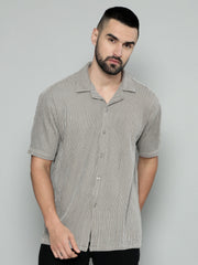 Crochet Grey Half Sleeve Shirt