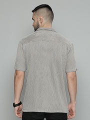 Crochet Grey Half Sleeve Shirt