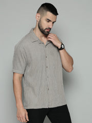 Crochet Grey Half Sleeve Shirt