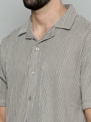 Crochet Grey Half Sleeve Shirt