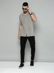 Crochet Grey Half Sleeve Shirt