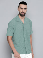 Creased Hunter Green Half Sleeve Shirt