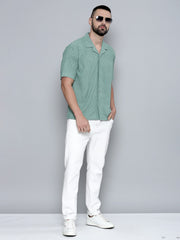 Creased Hunter Green Half Sleeve Shirt