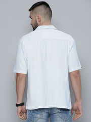 Crochet Skyblue Half Sleeve Shirt