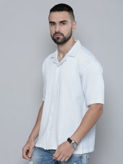 Crochet Skyblue Half Sleeve Shirt