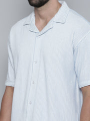 Crochet Skyblue Half Sleeve Shirt