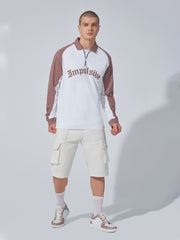 Impulsive Raglan White Polo Full Sleeve Sweatshirt