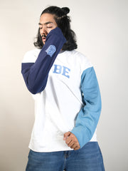 Vibe White, Navy Full Sleeve Sweatshirt