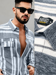 Striped Black Full Sleeve Full Sleeve Shirt