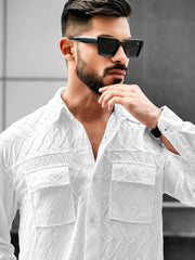 Creased White Full Sleeve Full Sleeve Shirt