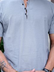 Solid Light Grey Half Sleeve T-Shirt