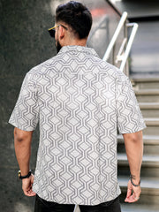 Diamond Texture Grey Half Sleeve Shirt