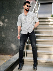 Diamond Texture Grey Half Sleeve Shirt