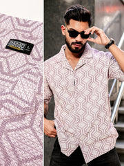 Diamond Texture Pink Half Sleeve Shirt