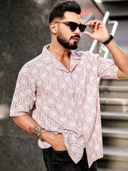Diamond Texture Pink Half Sleeve Shirt