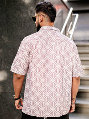 Diamond Texture Pink Half Sleeve Shirt