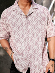 Diamond Texture Pink Half Sleeve Shirt
