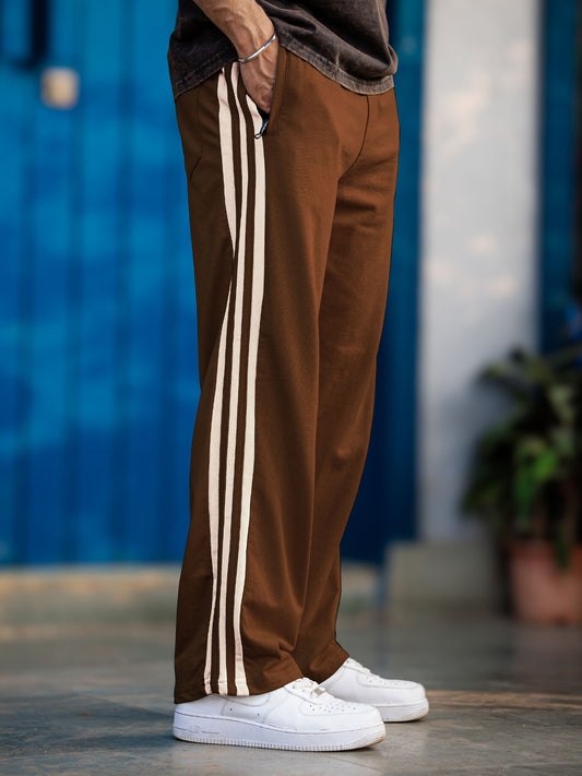 Baggy Fit Brown Taped Pant