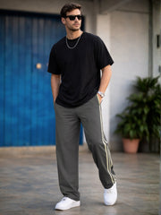 Baggy Fit Dark Grey Taped Pant