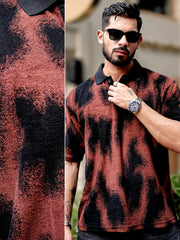 Spray Art Maroon Half Sleeve Polo T-Shirt