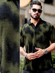 Spray Art Olive Half Sleeve Polo T-Shirt