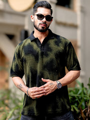 Spray Art Olive Half Sleeve Polo T-Shirt