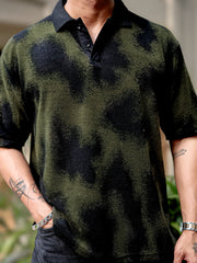 Spray Art Olive Half Sleeve Polo T-Shirt