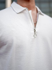 Elliot White Half Sleeve Polo T-Shirt