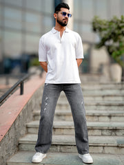 Elliot White Half Sleeve Polo T-Shirt