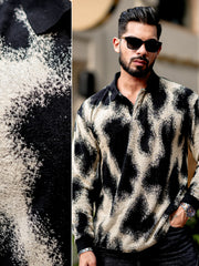 Spray Art Full Sleeve HalfWhite Half Sleeve Polo T-Shirt