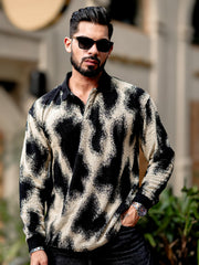 Spray Art Full Sleeve HalfWhite Half Sleeve Polo T-Shirt