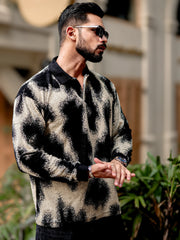 Spray Art Full Sleeve HalfWhite Half Sleeve Polo T-Shirt