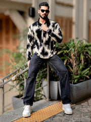 Spray Art Full Sleeve HalfWhite Half Sleeve Polo T-Shirt