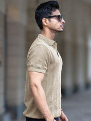 Bohemian Crochet Beige Half Sleeve T-Shirt