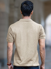 Bohemian Crochet Beige Half Sleeve T-Shirt