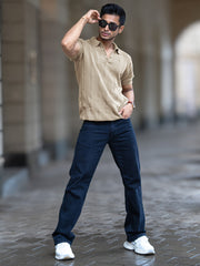 Bohemian Crochet Beige Half Sleeve T-Shirt