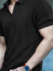 Bohemian Crochet Black Half Sleeve T-Shirt