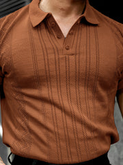 Flat Knit Brown Slim Polo Half Sleeve T-Shirt