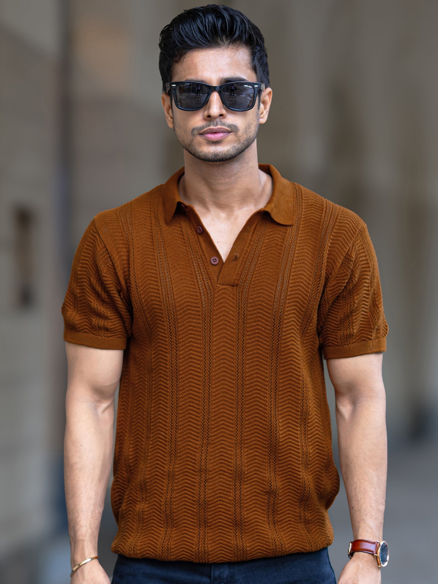 Crochet Shirt - Brown