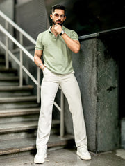 Checked Knit Berly Green Half Sleeve T-Shirt