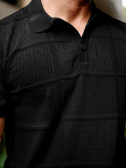 Pointel FlatKnit Cotton Black T-Shirt