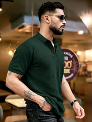 Airstripe Dark Green Half Sleeve Grey Polo T-Shirt