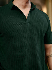 Airstripe Dark Green Half Sleeve Grey Polo T-Shirt