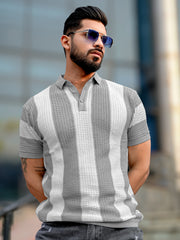 Airstripe Grey Half Sleeve Grey Polo T-Shirt
