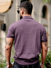 Pointel FlatKnit Cotton Lavender Half Sleeve Polo T-Shirt