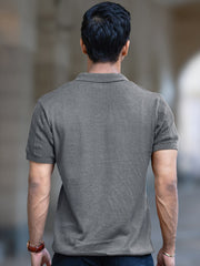 Bohemian Crochet Grey Half Sleeve T-Shirt